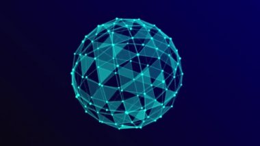 Küre, noktalardan ve çizgilerden oluşur. Ağ bağlantısı yapısı. Büyük veri görselleştirmesi. 3d oluşturma.