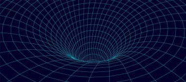 Kablo çerçeve soyut tünel. Üç boyutlu tünel ızgarası. Geleceğin 3D portalı. Ağ siber teknolojisi. Vektör illüstrasyonu.