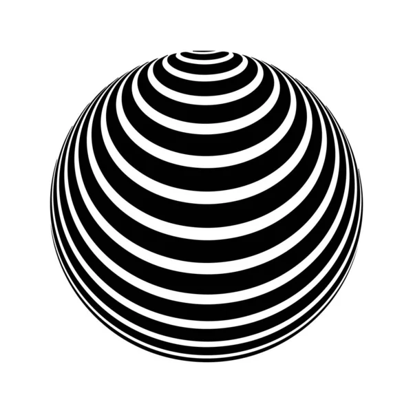 Ilusão Óptica Esfera Esfera Riscas Efeito Ilusão Preto Branco Arte — Vetor de Stock
