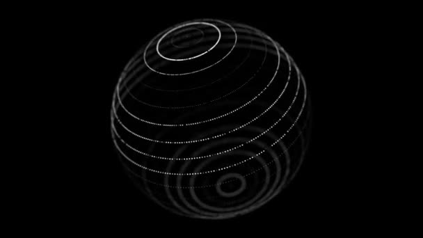 Sphere with twist lines. Spherical waveform. HUD element. Network connection structure. 3D rendering. — Stock Video