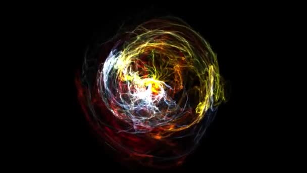 Flujo de energía fractal. Concepto de explosión de energía espacial. Partículas de átomos y electrones. Renderizado 3D. — Vídeos de Stock