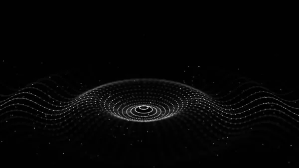 3Dデジタル円形ダイナミック波 テクノロジーの波 シームレスなフローデジタル構造 サイバー技術の背景 3Dレンダリング — ストック写真