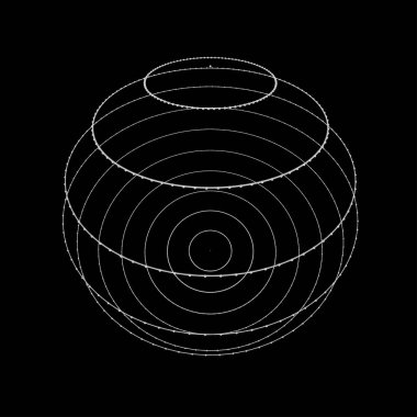 Küre, noktalardan ve çizgilerden oluşur. Ağ bağlantısı yapısı. Büyük veri görselleştirmesi. Vektör illüstrasyonu.