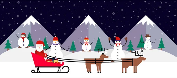 Karácsonyi Téli Panoráma Kompozíció Karácsonyi Koncepció Üdvözlőlapokra Vektoros Illusztráció Lapos — Stock Vector