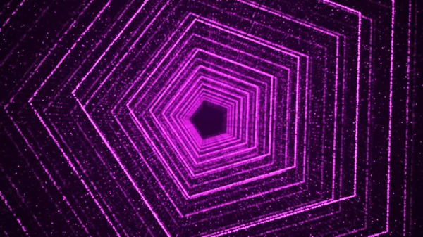 Abstract Dynamic Wireframe Tunnel Purple Background Futuristic Portal Futuristic Particle — Stock Photo, Image