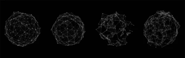 Set Abstract Spheres Points Lines Network Connection Structure — Vettoriale Stock