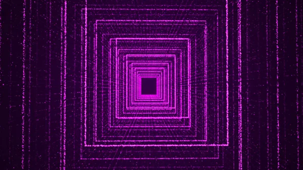 Abstract Dynamic Wireframe Tunnel Purple Background Futuristic Portal Futuristic Particle — Stock Photo, Image