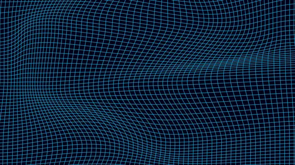 Malha Ondulada Abstrata Fundo Azul Onda Dinâmica Geométrica Wireframe Tecnologia — Vetor de Stock