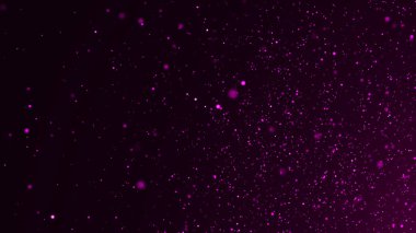 Düşen sihirli toz parçacıklarının arka planı. Soyut noel konsepti. Mor parçacıkların enerji akışı. 3B görüntüleme.