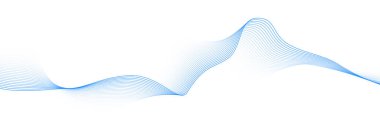 Beyaz arka planda soyut mavi dalgalar. Dinamik ses dalgası. Tasarım elemanı. Vektör illüstrasyonu.