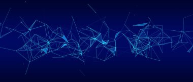 Noktalar ve doğrular ile küresel ağ bağlantıları. Hareketli çizgileri ve noktaları olan bir arka plan. Bilim ve teknoloji. Vektör illüstrasyonu.