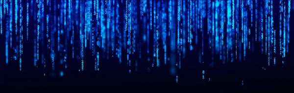 Цифровая Фоновая Синяя Матрица Концепция Кодирования Взлома Поток Случайных Чисел — стоковое фото
