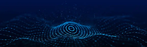 Üç boyutlu dijital dairesel dinamik dalga. Teknoloji dalgası. Kusursuz akış dijital yapısı. Siber teknoloji geçmişi. 3B görüntüleme.