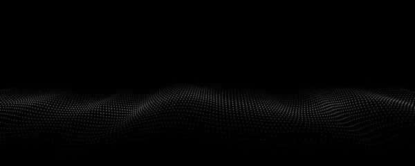 Parçacık dalgası. Dijital dalga arka plan kavramı. Soyut teknoloji geçmişi. Büyük veri görselleştirmesi. Vektör illüstrasyonu.