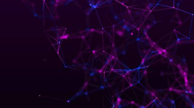 Abstract geometric background with connecting points and lines. Abstract multicolored digital background. Network concept. Big data complex with compounds. 3D rendering.
