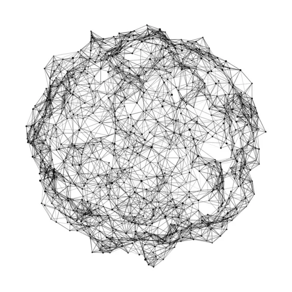 Sfären Består Punkter Och Linjer Nätanslutningskonstruktion Visualisering Stora Data Rendering — Stock vektor