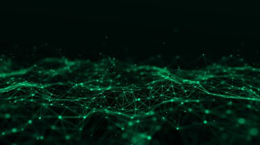 Üç boyutlu dijital dinamik dalga. Dijital yapıyı aktar. Siber güvenlik veri bağlantısını sağlama alın. Siber teknoloji geçmişi. 3B görüntüleme.