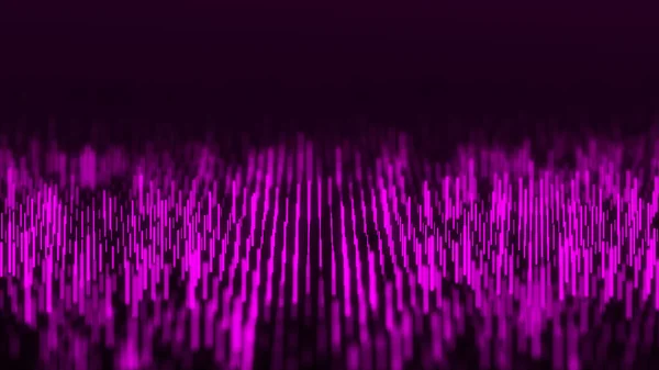 紫色の背景に青色の縦線の動的波の流れ デジタル波背景概念 ビッグデータ可視化 3Dレンダリング — ストック写真
