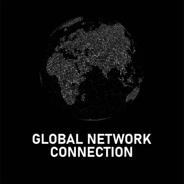 Conexão Com Rede Social Global Mapa Futurista Abstrato Planeta Terra —  Vetores de Stock
