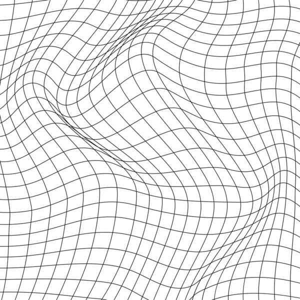 白い背景に波状の3Dメッシュを抽象化 幾何学的な動的波 3D技術のワイヤーフレーム ベクターイラスト — ストックベクタ