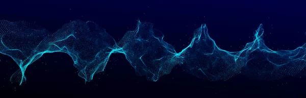 ダイナミック サウンド ウェーブ 青いエネルギーの流れの概念 サイバー空間の背景 3Dレンダリング — ストック写真