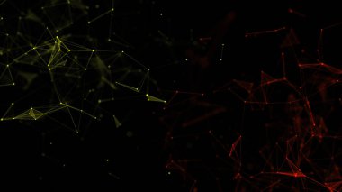 Çift sinirsel bağlantı akışından soyut fütüristik arka plan. Parçacıkların dijital dokuması. Ağ konsepti yapısı. 3B görüntüleme.