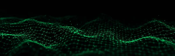 3Dデジタル波だ テクノロジーの波 デジタル構造を流せ サイバー技術の背景 3Dレンダリング — ストック写真