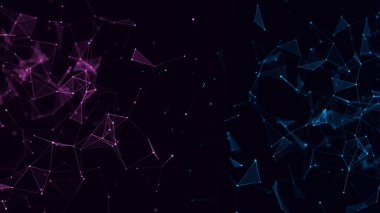 Çift sinirsel bağlantı akışından soyut fütüristik arka plan. Parçacıkların dijital dokuması. Ağ konsepti yapısı. 3B görüntüleme.