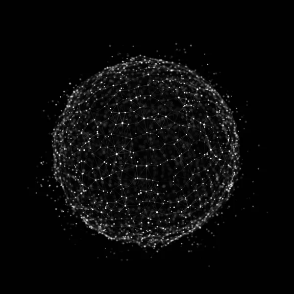 Sphère Composée Points Lignes Structure Connexion Réseau Visualisation Big Data — Photo