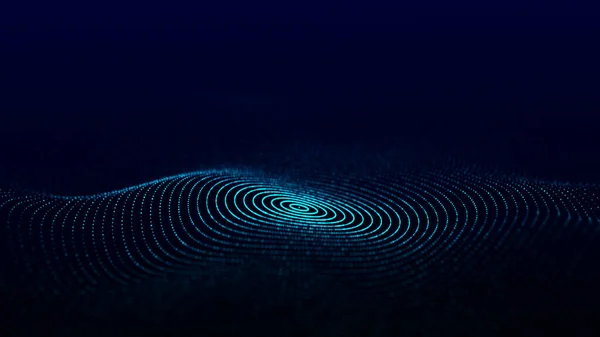 Üç boyutlu dijital dairesel dinamik dalga. Teknoloji dalgası. Kusursuz akış dijital yapısı. Siber teknoloji geçmişi. 3B görüntüleme.