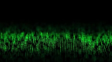 Koyu arkaplanda mavi dikey çizgilerin soyut dinamik dalga akışı. Dijital dalga arka plan kavramı. Büyük veri görselleştirmesi. 3B görüntüleme.