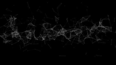 Noktaları ve çizgileri birleştiren soyut dinamik dijital akış. Ağ konsepti. Bileşikli büyük veri kompleksi. 3B görüntüleme.