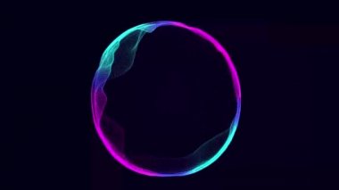 Müzik için küresel dengeleyici. Parçacıkların yuvarlak ses dalgası. Müzikal soyut mavi arka plan. 3B görüntüleme.