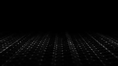 Dijital parçacıkların dinamik akışı. Ağ bağlantısı yapısı. Büyük veri görselleştirmesi. 3B görüntüleme.