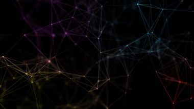 Sinir bağlantılarının akışından soyut geleceksel arka plan. Parçacıkların dijital dokuması. Ağ konsepti yapısı. 3B görüntüleme.