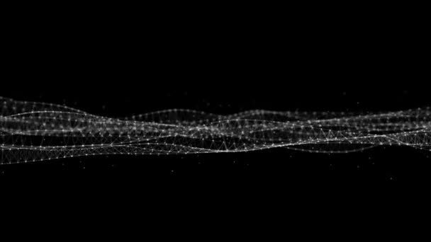 Estrutura molecular do ADN. Onda sonora de partículas. Estrutura de conexões de rede. Visualização de Big Data. Renderização 3D. — Vídeo de Stock