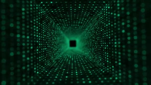 概要サイバー空間における粒子の流れ。未来的な3Dポータル。デジタル技術のウェブフロー。ビッグデータ可視化。3Dレンダリング. — ストック動画