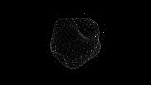 Futurystyczny kształt cyfrowy z kropek i linii. Struktura połączeń sieciowych Wizualizacja dużych zbiorów. Renderowanie 3D. — Wideo stockowe