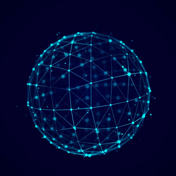 Sphere Made Points Lines Network Connection Structure Big Data Visualization — Stock Photo, Image