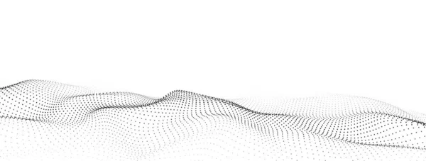 Parçacık dalgası. Dijital dalga arka plan kavramı. Soyut teknoloji geçmişi. Büyük veri görselleştirmesi. Vektör illüstrasyonu.