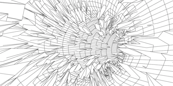 Wireframe Abstrakt Tunnel Tunnelnät Futuristisk Portal Nätverks Teknik Vektorillustration — Stock vektor