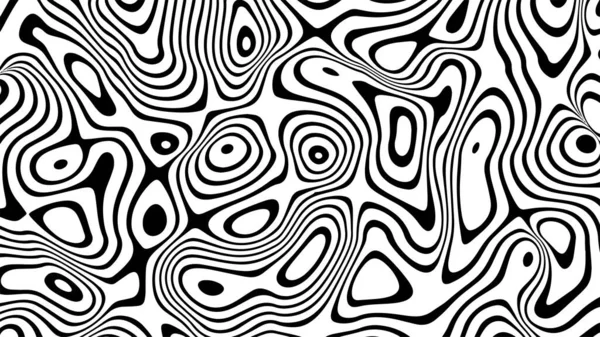 Soyut optik illüzyon dalgası. Dalgalı bir çarpıtma etkisi yaratan siyah beyaz çizgiler. Vektör İllüstrasyonu.