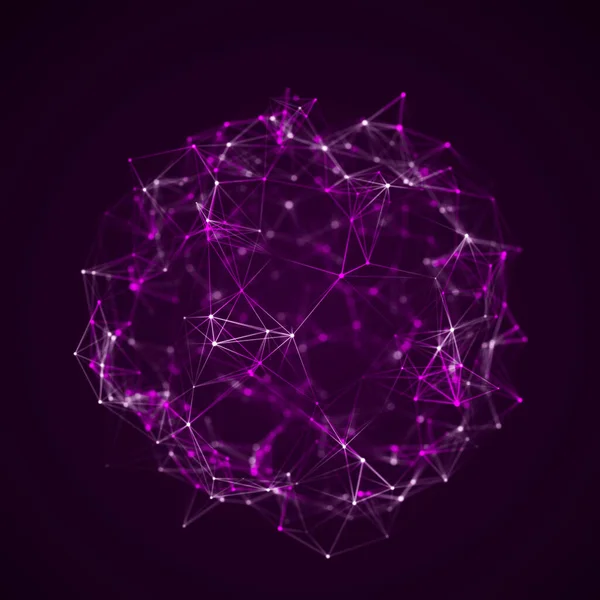 球は点と線で構成されています ネットワーク接続構造 ビッグデータ可視化 3Dレンダリング — ストック写真