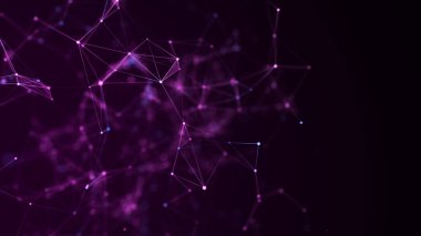 Noktalar ve çizgilerle soyut geometrik arkaplan. Soyut mavi dijital arkaplan. Ağ konsepti. Bileşikli büyük veri kompleksi. 3B görüntüleme.