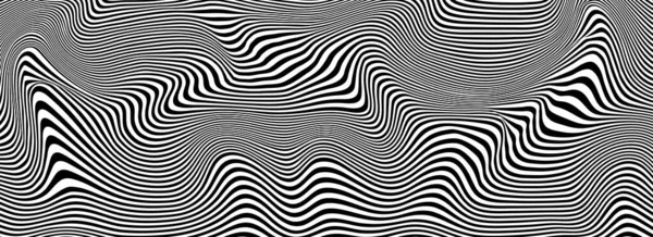 Abstract Optical Illusion Wave Flow Black White Stripes Forming Wavy — Stock Vector