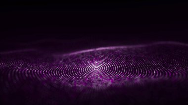 Üç boyutlu dijital dairesel dinamik dalga. Teknoloji akıllı dalgası. Kusursuz akış dijital yapısı. Siber teknoloji geçmişi. 3B görüntüleme.