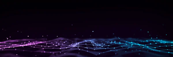 Динамическая Волна Соединенными Точками Линиями Концепция Цифрового Волнового Фона Абстрактный — стоковое фото