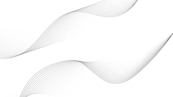 两个抽象的黑色光波在白色背景上 动态声波 设计图形元素 矢量说明 — 图库矢量图片