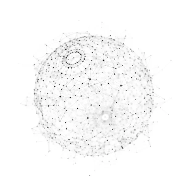 Esfera Composta Por Pontos Linhas Sobre Fundo Branco Estrutura Conexão — Fotografia de Stock