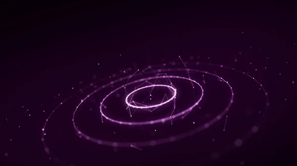 Abstract Purple Background Circular Flow Particles Digital Cyberspace Network Connections — Fotografia de Stock